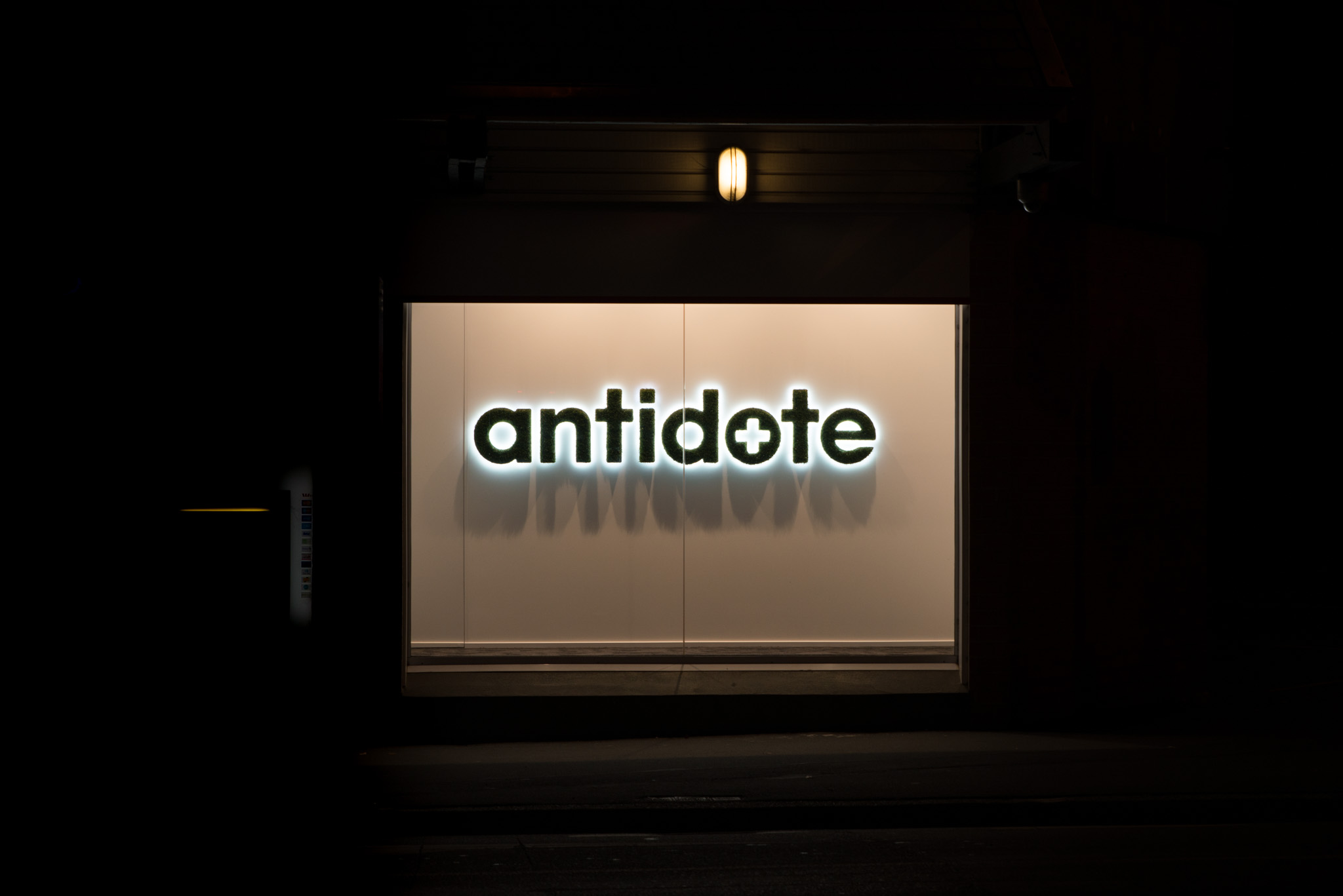 Gardens Antidote illuminated sign NZSDA award winner night